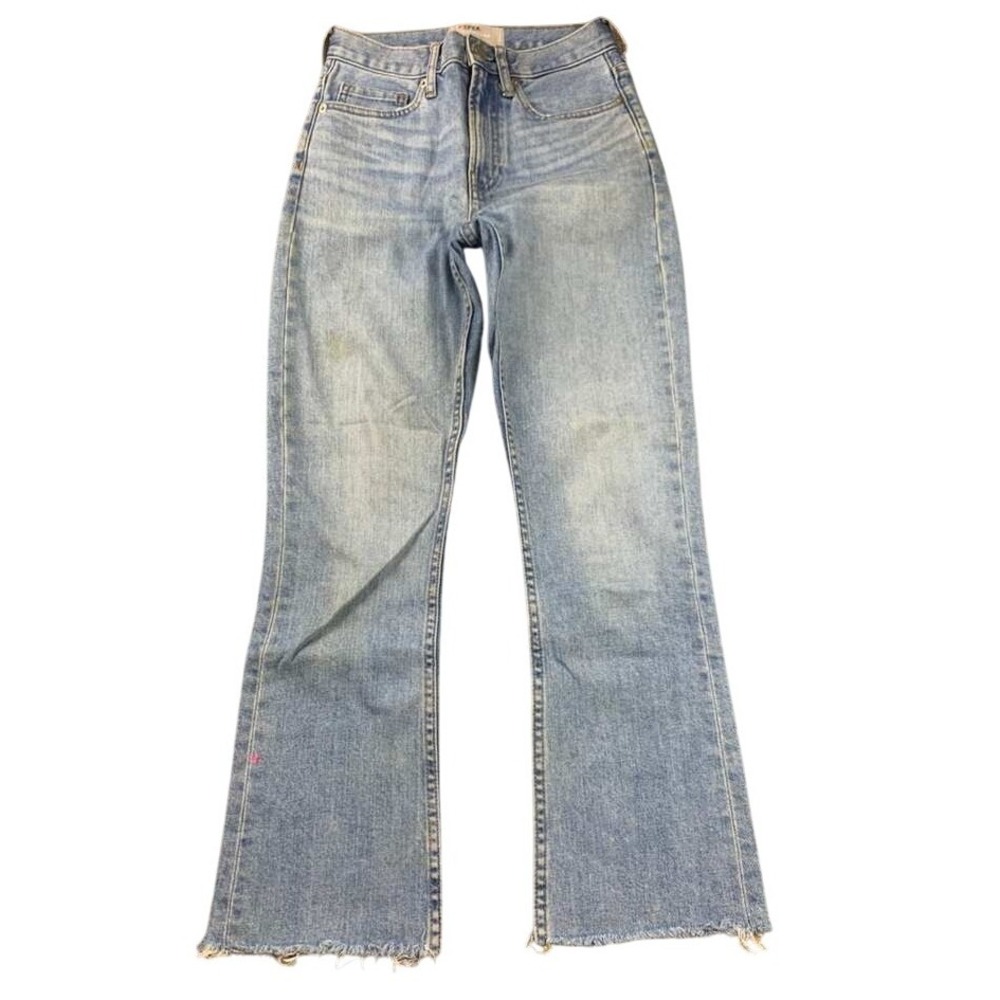 Everlane High Rise Kick Crop Jeans Light Wash Distressed Frayed Hem Women 24
